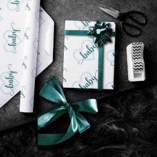 Baby Heart | Teal Midnight Green Flourish Script