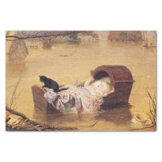 Baby in a Cot During a Flood (by J.E. Millais) Tissue Paper