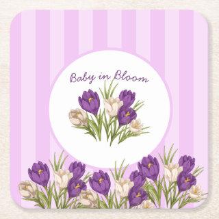 Baby in Bloom Baby Shower Invitation Square Paper Coaster