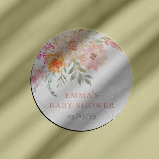 Baby In Bloom | Blush & Teal Spring Floral Shower Classic Round Sticker