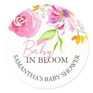 Baby In Bloom Floral Theme Thank You Classic Round Sticker