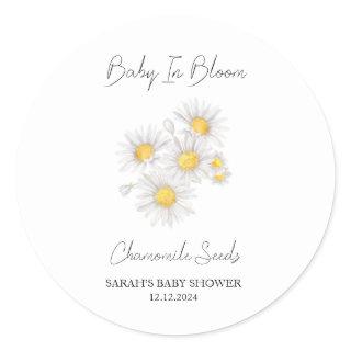 Baby In Bloom l Chamomile Seeds Baby Shower Classic Round Sticker