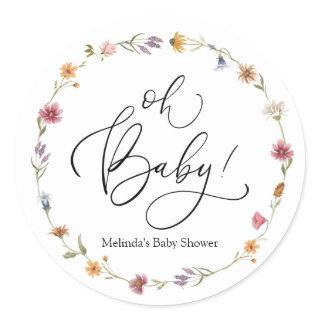 Baby in Bloom Wildflower Oh Baby Favor Classic Round Sticker