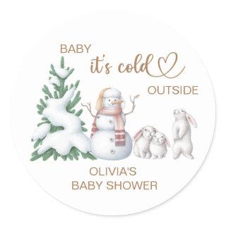 Baby its cold outside. Baby Shower. Classic Round Sticker