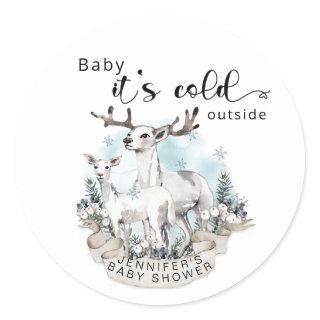 Baby its cold outside baby shower classic round sticker