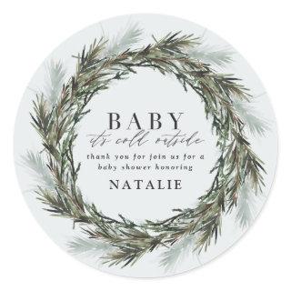 Baby it's cold outside baby shower thank you classic round sticker