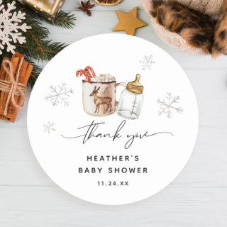 Baby It's Cold Outside Hot Chocolate Winter Shower Classic Round Sticker