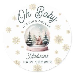 Baby It's Cold Outside Winter Snow Baby Shower Classic Round Sticker