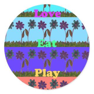 Baby kids love play colors.png classic round sticker