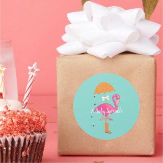 BABY Let's Flamingle Sprinkle Shower Party Classic Round Sticker