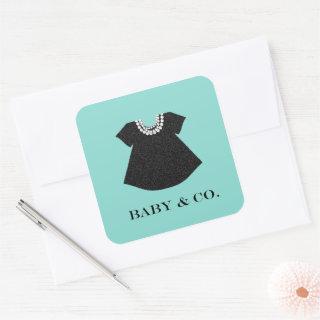 BABY Little Black Dress Baby Sprinkle Shower Party Square Sticker