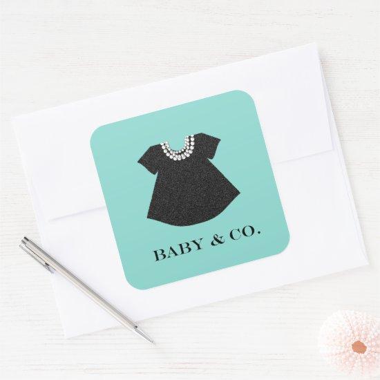 BABY Little Black Dress Baby Sprinkle Shower Party Square Sticker