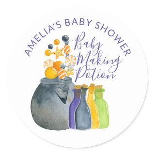 Baby Making Potion Halloween Baby Shower Favor Classic Round Sticker