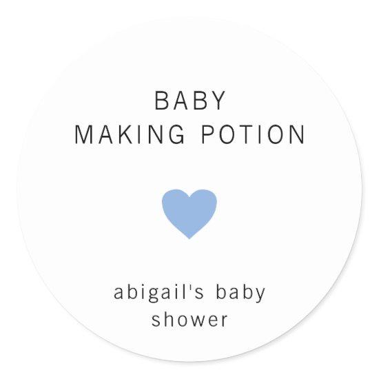 Baby Making Potion Modern Blue Boy Baby Shower Classic Round Sticker