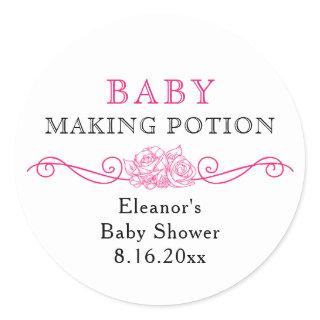 Baby Making Potion Pink Baby Shower Favor Stickers