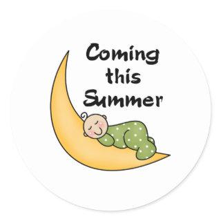 Baby on Moon Summer Classic Round Sticker
