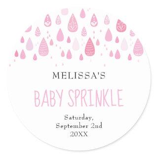 Baby pink raindrops baby sprinkle classic round sticker