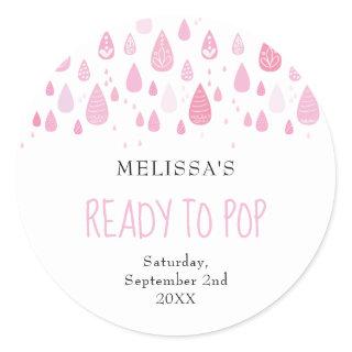 Baby pink raindrops Ready to Pop Classic Round Sticker