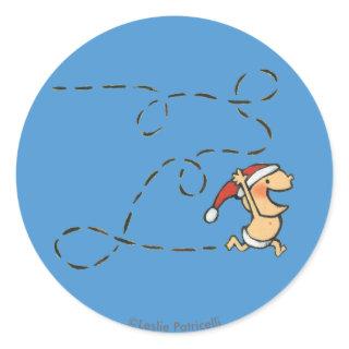 Baby Running On Christmas Morning Classic Round Sticker