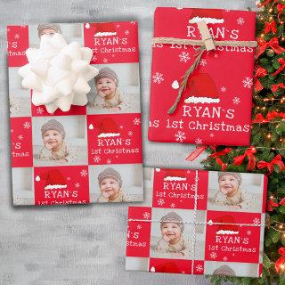 Baby`s 1st Christmas Photo Santa Hat Snowflake   Sheets