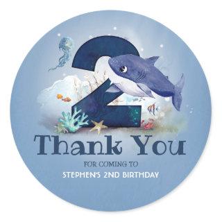 Baby Shark Birthday Thank You 2 Birthday Classic Round Sticker