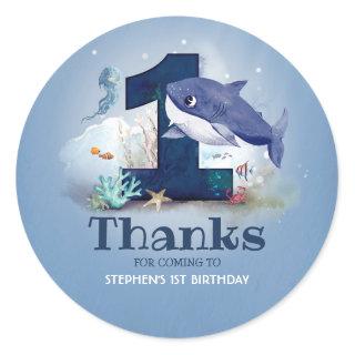 Baby Shark Birthday Thank You Classic Round Sticker