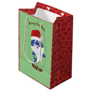 Baby Shark Santa Monogram Medium Gift Bag