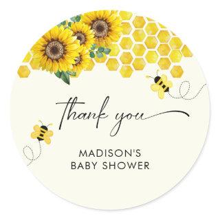 Baby Shower Bee & Sunflower  Classic Round Sticker