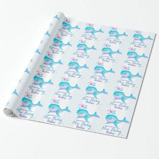 Baby shower / birth new baby whale art name wrap