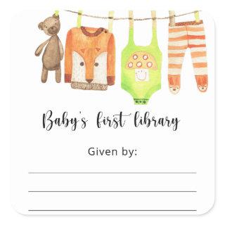 Baby Shower bookplate, books for baby Square Sticker
