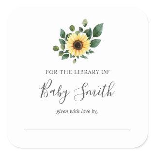 Baby Shower Bookplate Sunflower Sticker