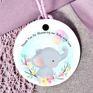 Baby Shower Elephant Balloons Flowers Favor Tags