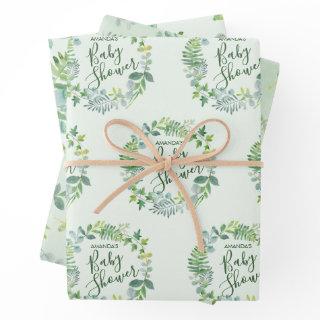 Baby Shower Greenery Wreath Personalized  Sheets