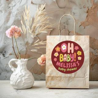 BABY SHOWER Groovy Daisies COLORFUL CUSTOM  Classic Round Sticker