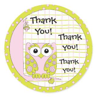 Baby Shower Pink/Owl Stickers 1 1/2" or 3"