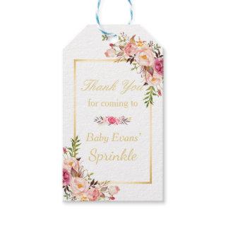 Baby Shower Sprinkle Elegant Flowers Thank You Gift Tags