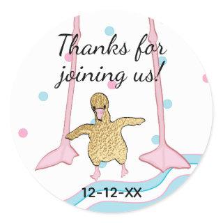 Baby Shower Stickers "Gold Baby Flamingo & Mommy"