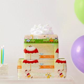 Baby Shower Train with Animals and Umbrella