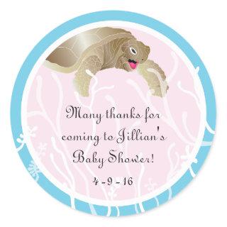 Baby Shower "Turtle/Pink" Stickers 1 1/2" or 3"