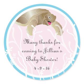 Baby Shower "Turtle/Pink" Stickers 1 1/2" or 3"