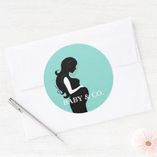 BABY Teal Blue Tiara Party Sprinkle Shower Classic Round Sticker