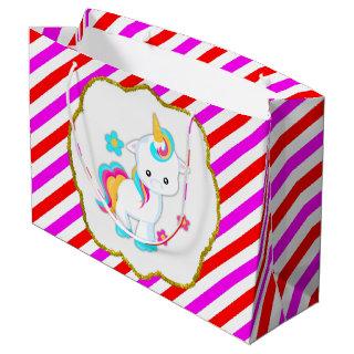 Baby Unicorn, Candy Stripes Large Gift Bag