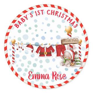 Baby's first christmas classic round sticker