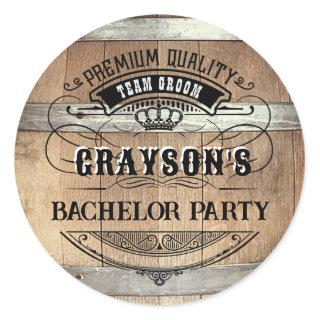 Bachelor Party Rustic Classic Round Sticker