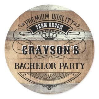 Bachelor Party Rustic Classic Round Sticker