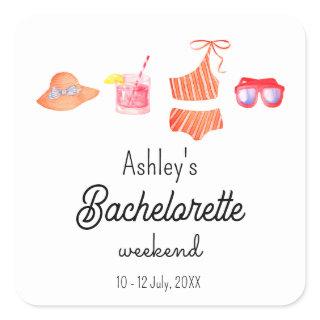 Bachelorette Beach Bikini Weekend  Square Sticker