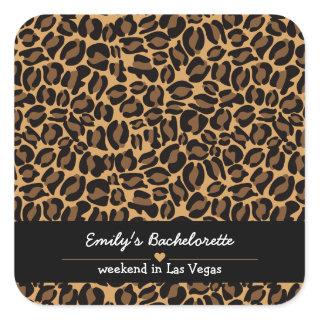 Bachelorette Bride Boujee Trendy Leopard Print  Square Sticker