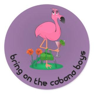 Bachelorette Flamingo/Cabana Boys Stickers