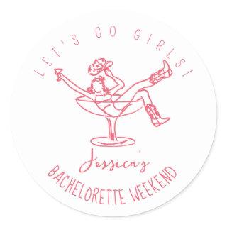 Bachelorette  last rodeo scribble hand drawn retro classic round sticker