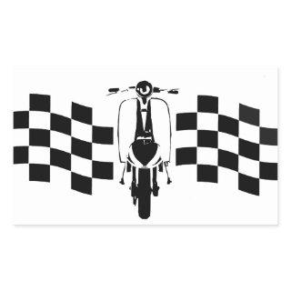 Back and white check  scooter Recatangle Stickers